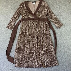 Y2K A-List Babydoll Dress Womens Small S Brown Geometric Print